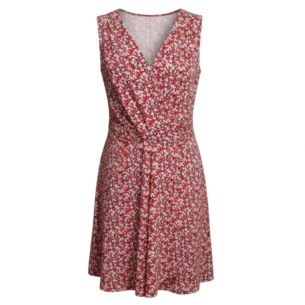 Lauren Ralph Lauren Dress Sz 12 Floral Faux Wrap Jersey Sleeveless‎ V-Neck